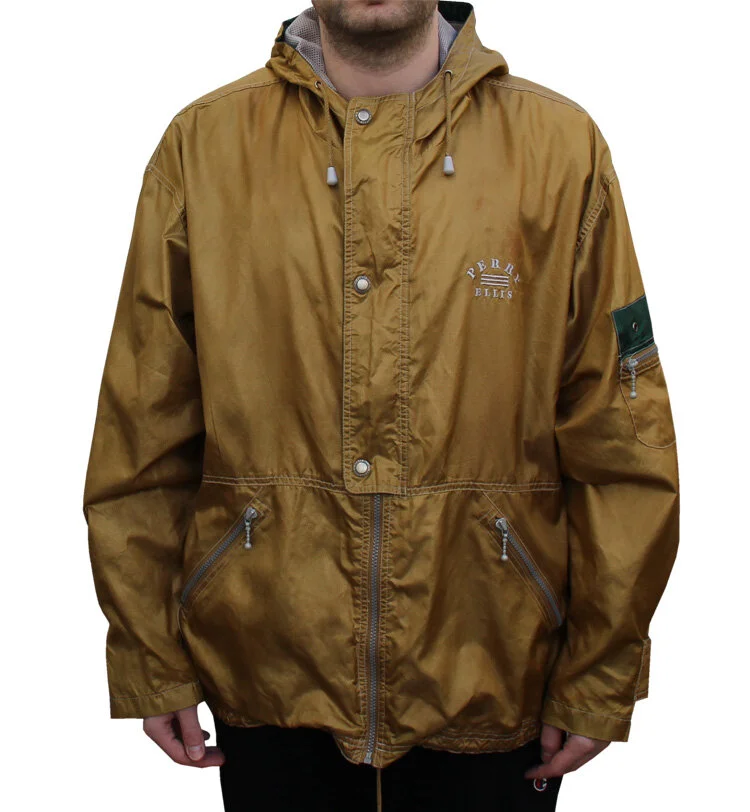 Vintage Perry Ellis America Gold / Green Windbreaker Jacket (Size